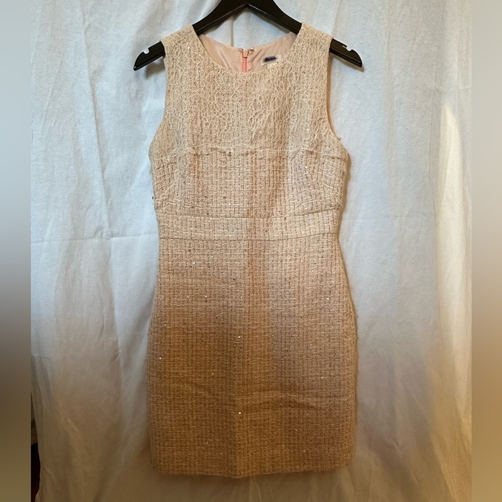J. Crew Collection Light Pink/Ivory Sparkles Tweed Dress. Size 6